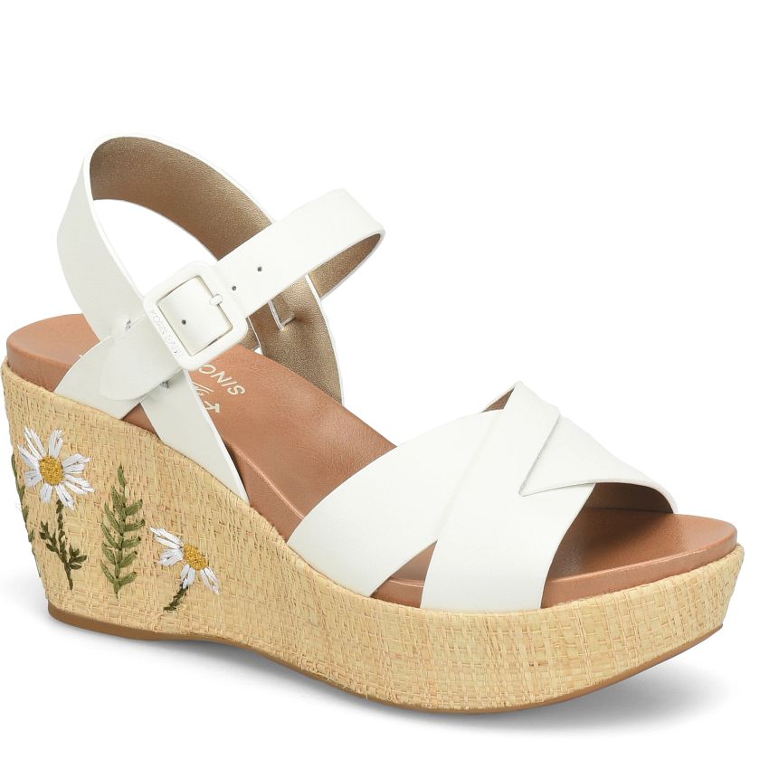 Ava 2.0 | Embroidery/Leather | White - Wedge - Kork - Ease