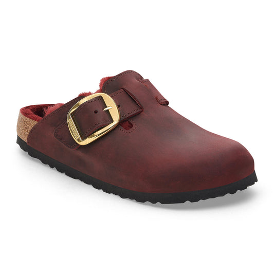 Boston Big Buckle | Oiled Leather/Shearling | Zinfandel - Clog - Birkenstock