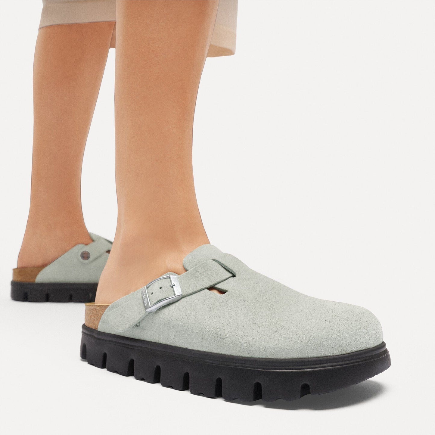Boston Chunky | Suede | Pure Sage - Clog - Birkenstock