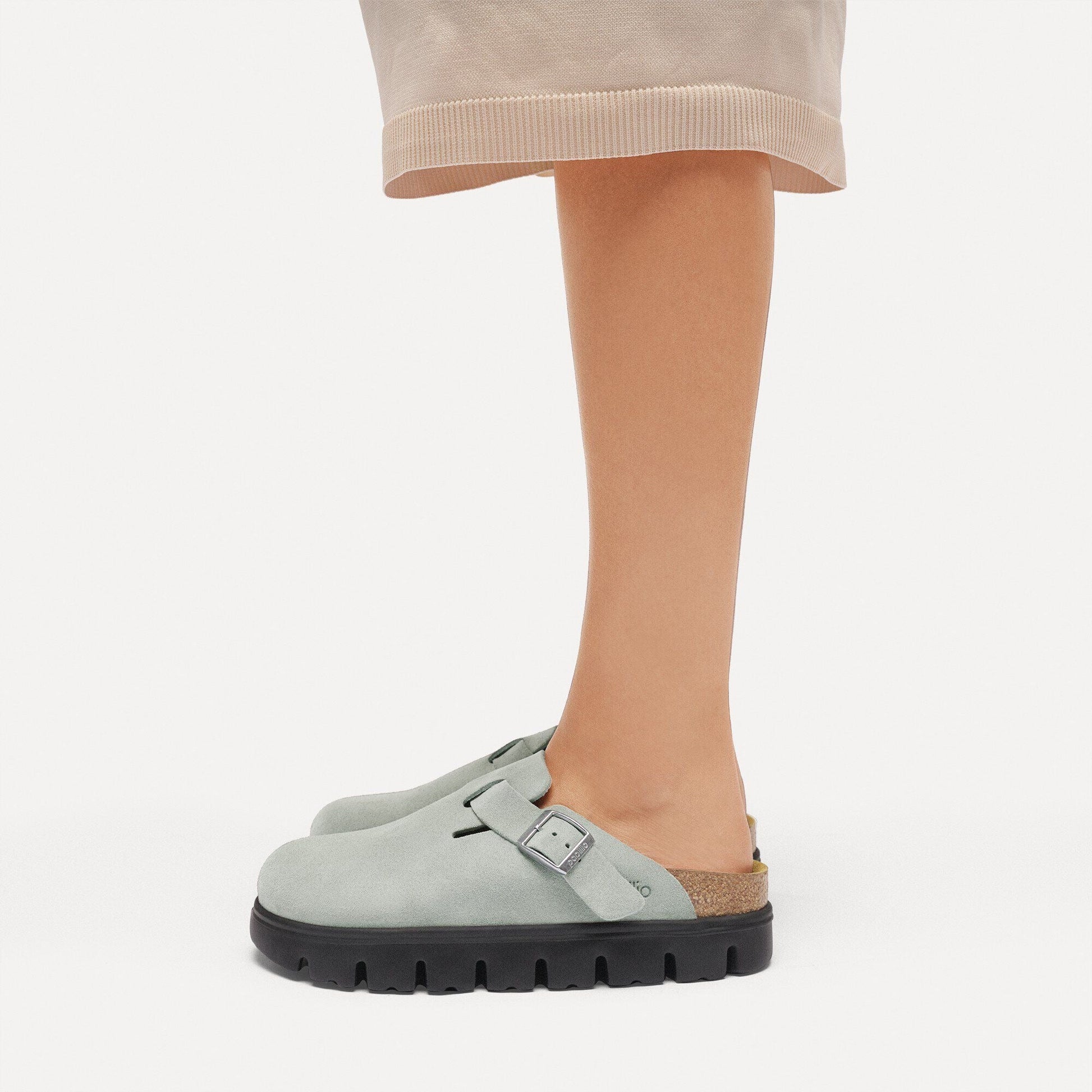 Boston Chunky | Suede | Pure Sage - Clog - Birkenstock