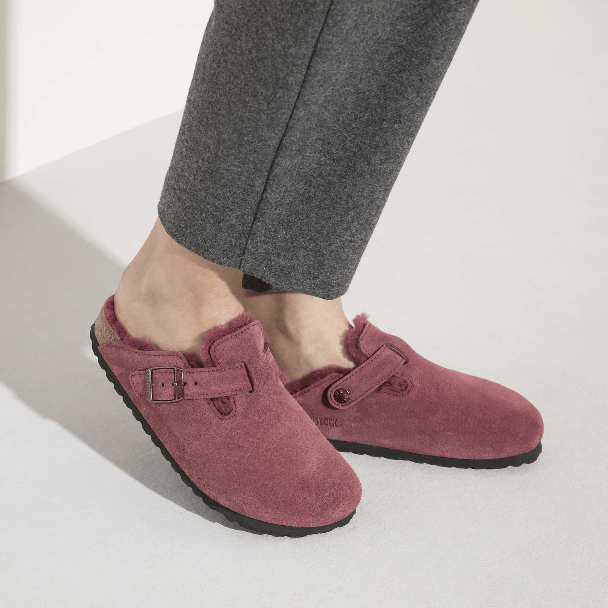 Boston Shearling | Suede | Maroon - Clog - Birkenstock