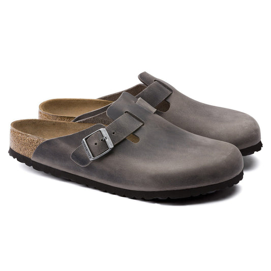 Boston Soft Footbed | Oiled Leather | Iron - clog - Birkenstock