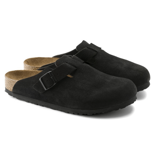 Boston | Soft Footbed | Suede | Black - Clog - Birkenstock