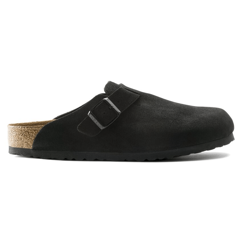 Boston | Soft Footbed | Suede | Black - Clog - Birkenstock