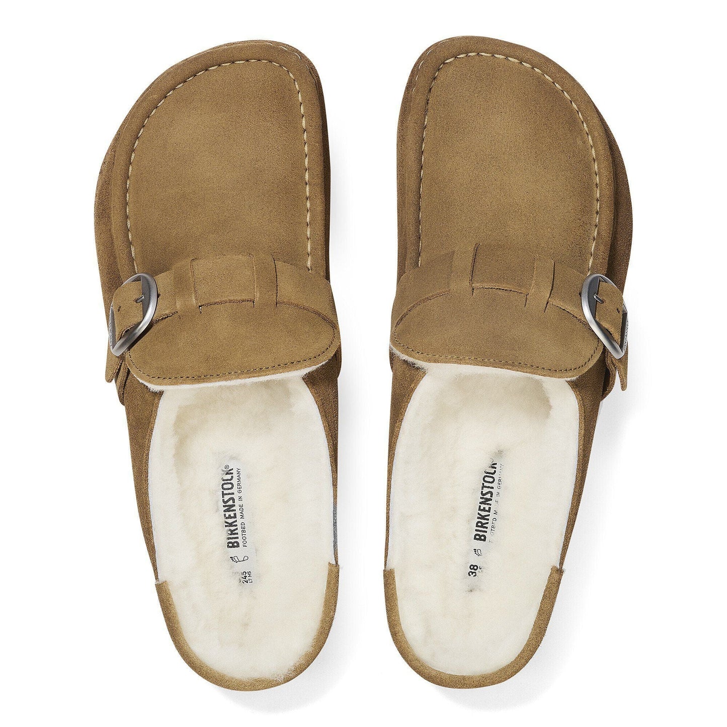 Buckley Shearling Round Buckle | Suede | Dark Tea - clog - Birkenstock