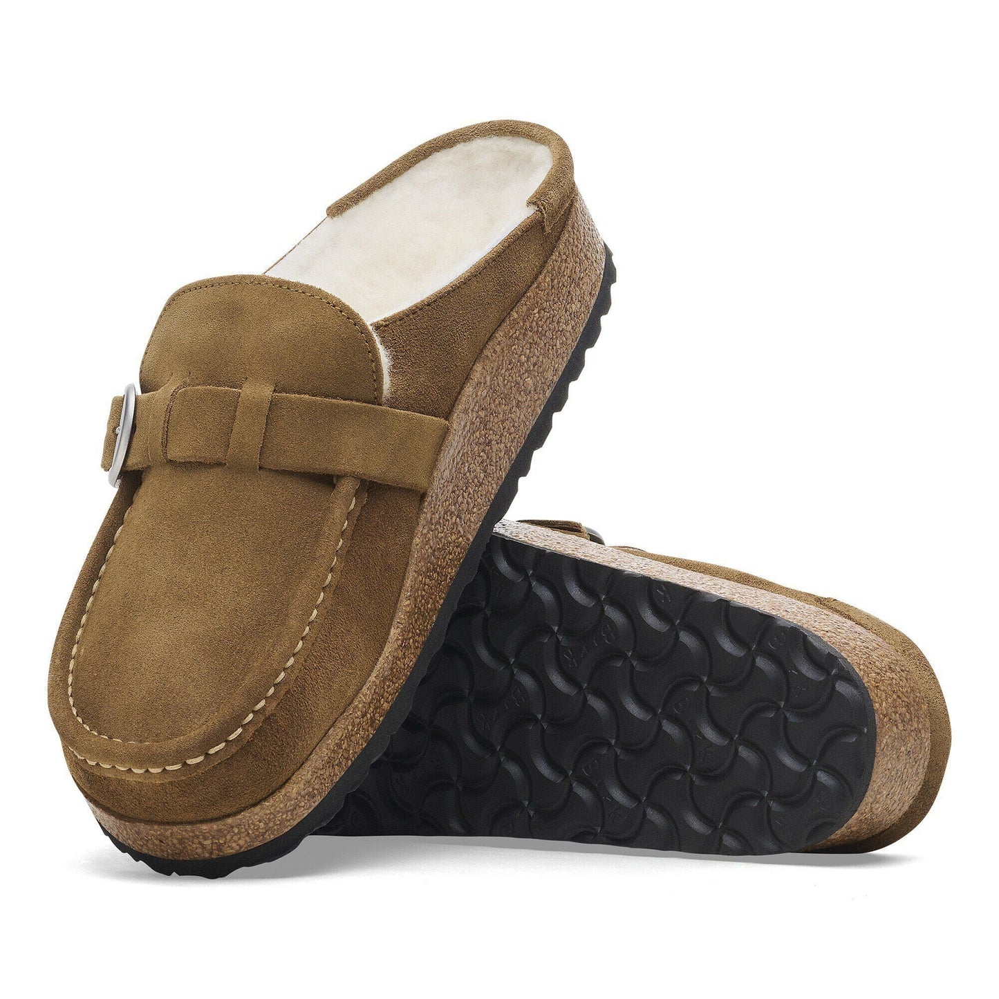 Buckley Shearling Round Buckle | Suede | Dark Tea - clog - Birkenstock