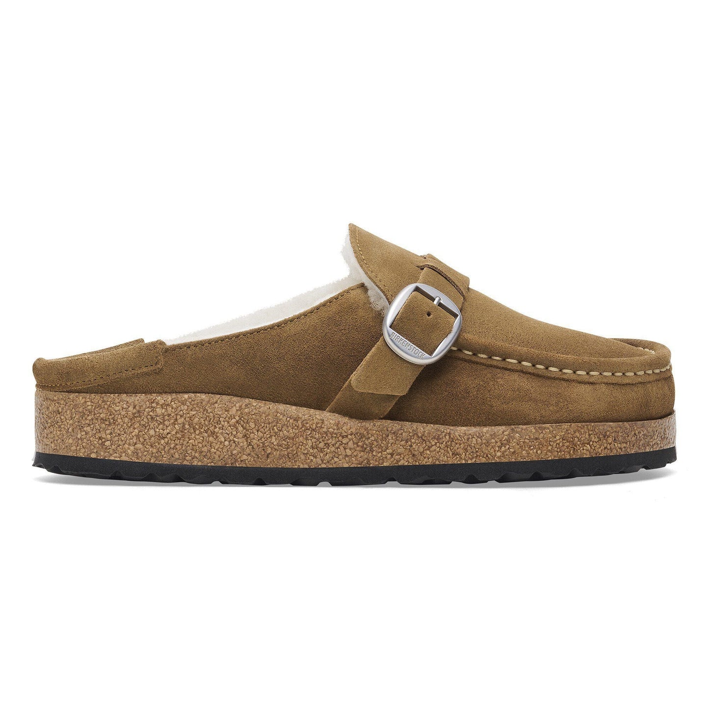 Buckley Shearling Round Buckle | Suede | Dark Tea - clog - Birkenstock