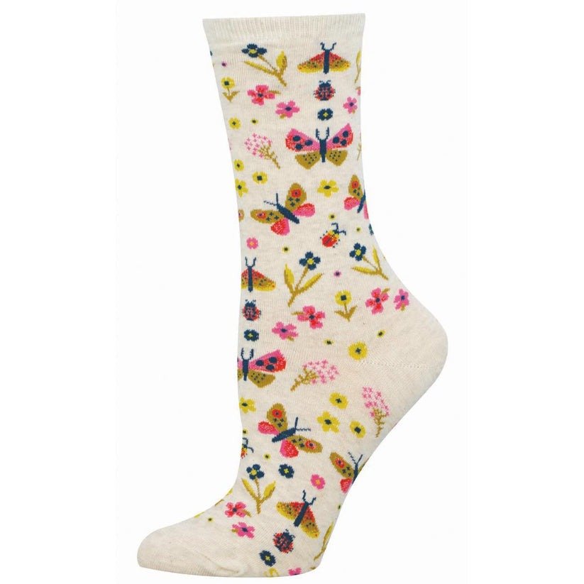 Butterfly Floral | Women | Ivory Heather - socks - Socksmith