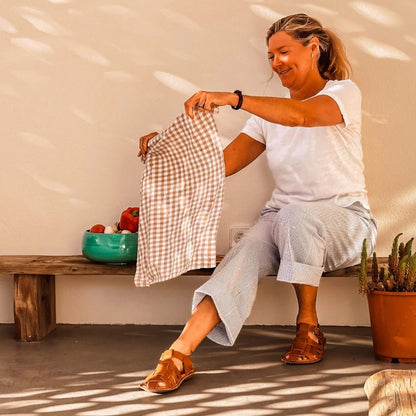 Capri | Leather | Cognac - sandals - VIBAe