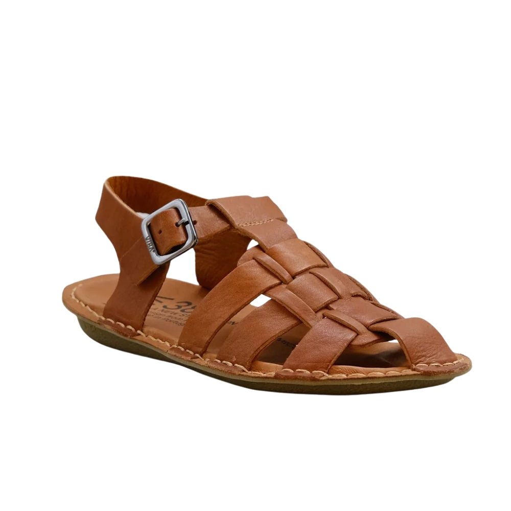 Capri | Leather | Cognac - sandals - VIBAe