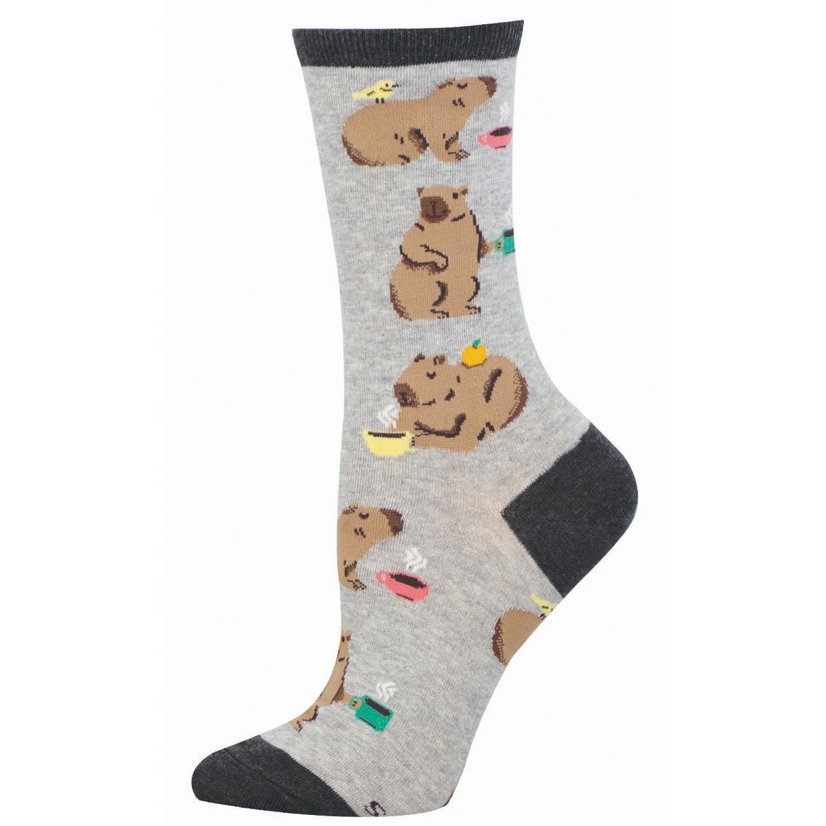 Capybara Cafe | Women | Light Grey Heather - socks - Socksmith