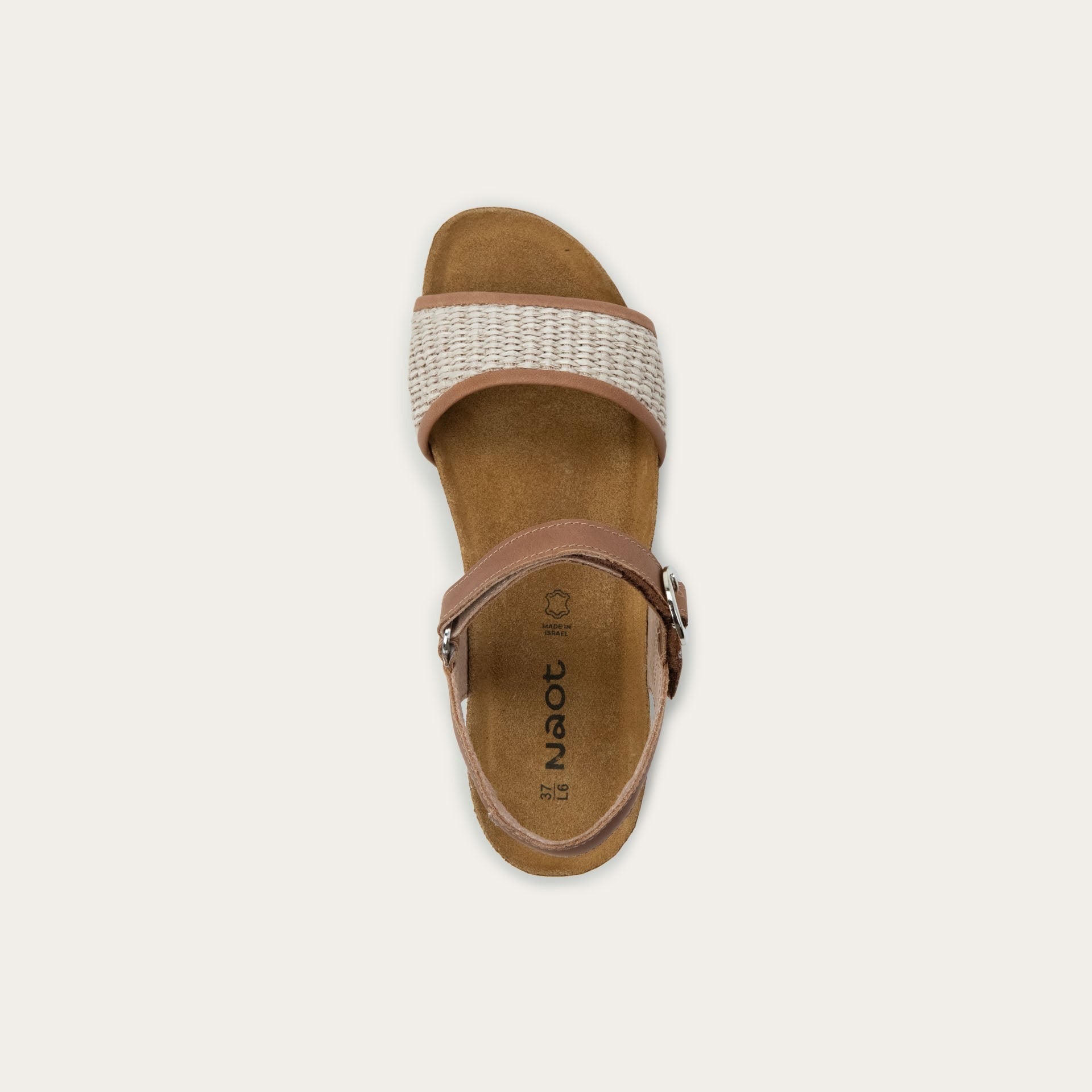 Cecile | Leather/Raffia | Latte Brown/Sand - Sandals - Naot