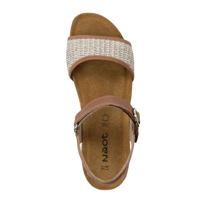 Cecile | Leather/Raffia | Latte Brown/Sand - sandals - Naot