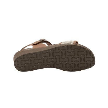 Cecile | Leather/Raffia | Latte Brown/Sand - sandals - Naot
