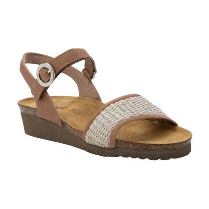 Cecile | Leather/Raffia | Latte Brown/Sand - sandals - Naot