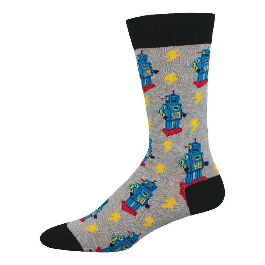 Charge of the Robots | Men | Gray Heather - Socks - Socksmith