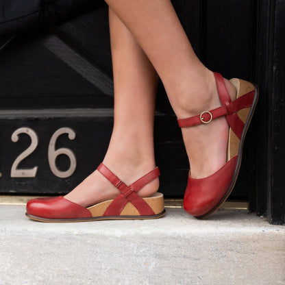 Christine | Burnished Nappa | Red - sandals - Dansko