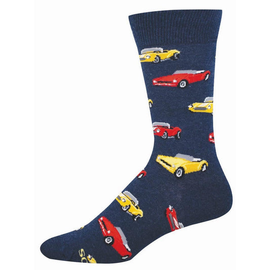 Classic Cars | Men | Navy Heather - socks - Socksmith