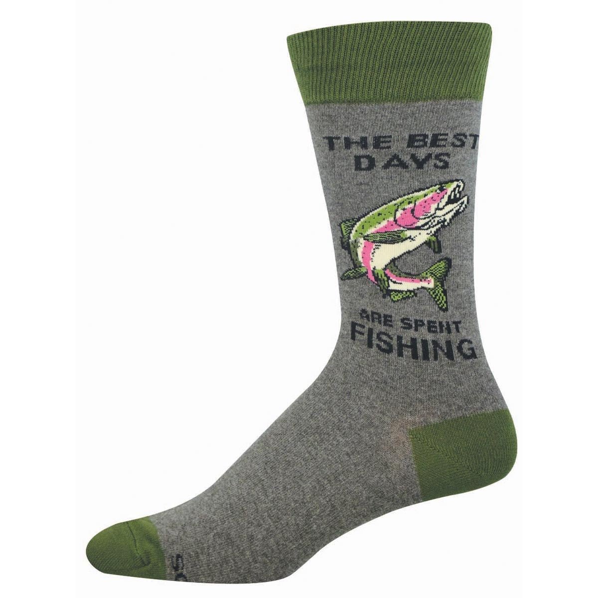 Days Spent Fishing | Men | Gray Heather - socks - Socksmith