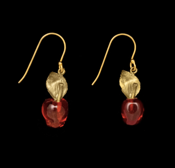 Delicious Apple | Wire Earring | Bronze/Cast Glass - Earring - Michael Michaud