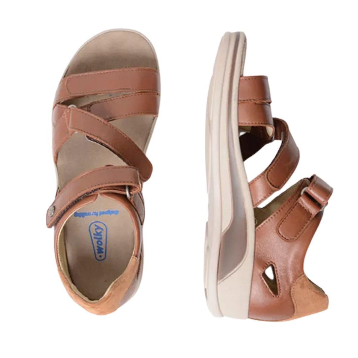 Desh | Leather | Cognac - sandals - Wolky
