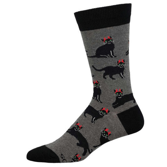 Devilish Cats | Men | Gray Heather - socks - Socksmith