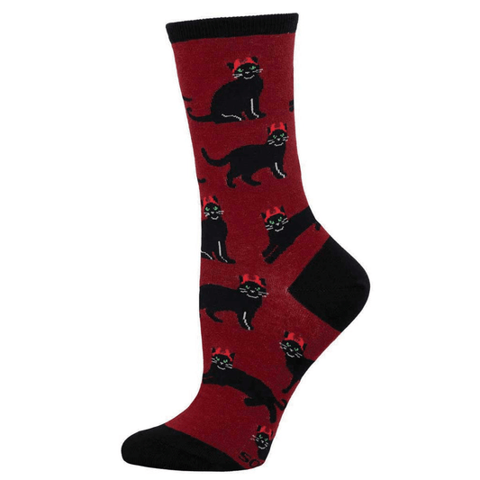 Devilish Cats | Women | Red - socks - Socksmith