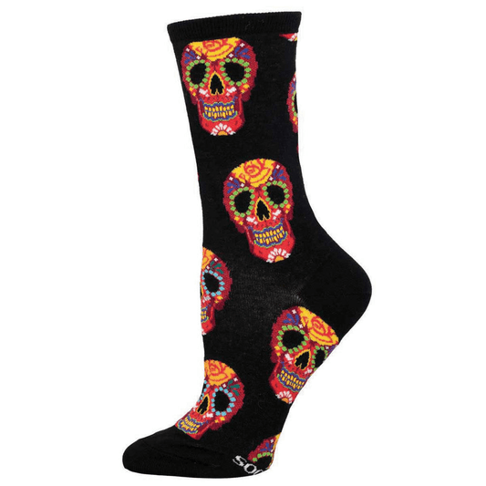 Dia De Los Muertos Skull | Women | Black/Red - Socks - Socksmith