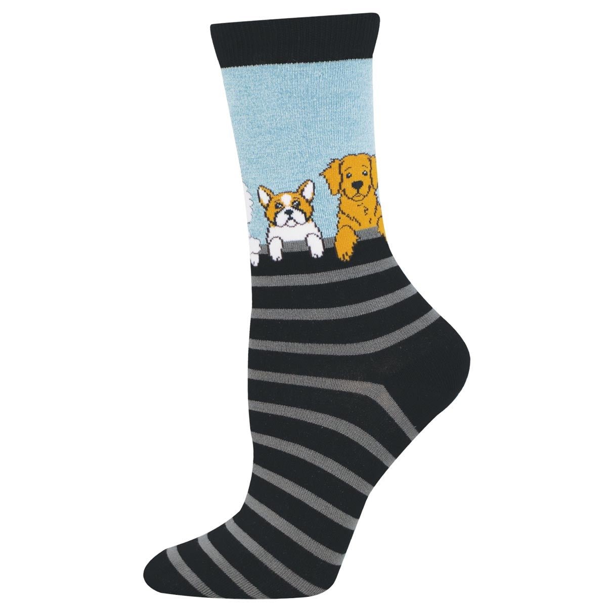 Dog Gone Stripes | Bamboo | Women | Blue Heather - socks - Socksmith