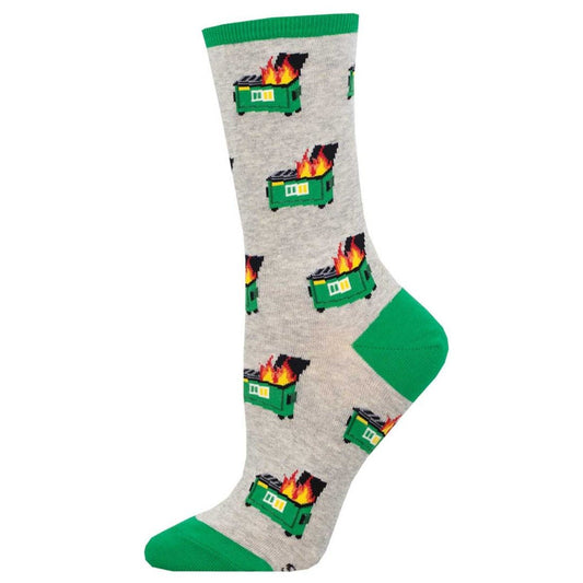 Dumpster Fire | Women | Heather Gray - socks - Socksmith