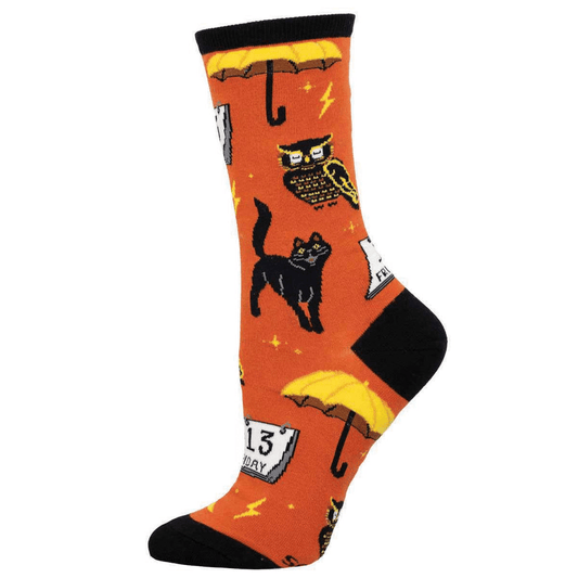 Feeling Superstitious | Women | Orange - socks - Socksmith