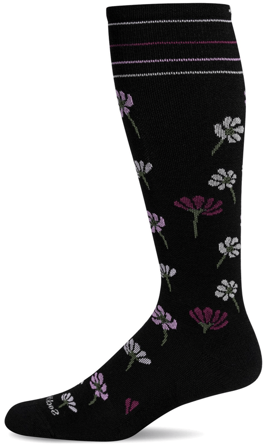 Field Flower | Compression | Women | Black - Socks - Sockwell