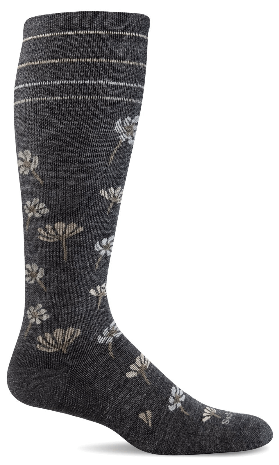 Field Flower | Compression | Women | Charcoal - socks - Sockwell