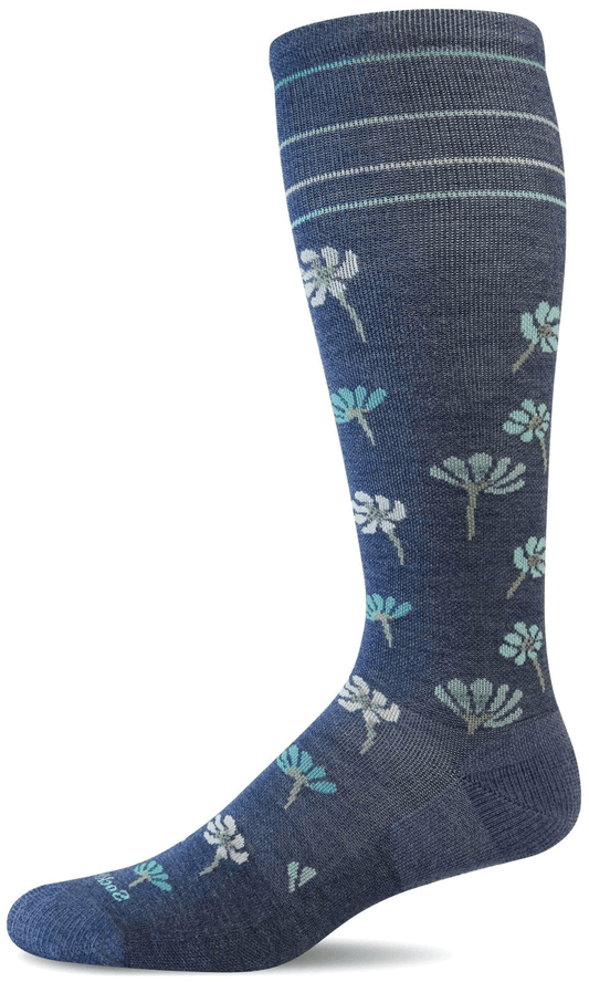 Field Flower | Compression | Women | Denim - socks - Sockwell