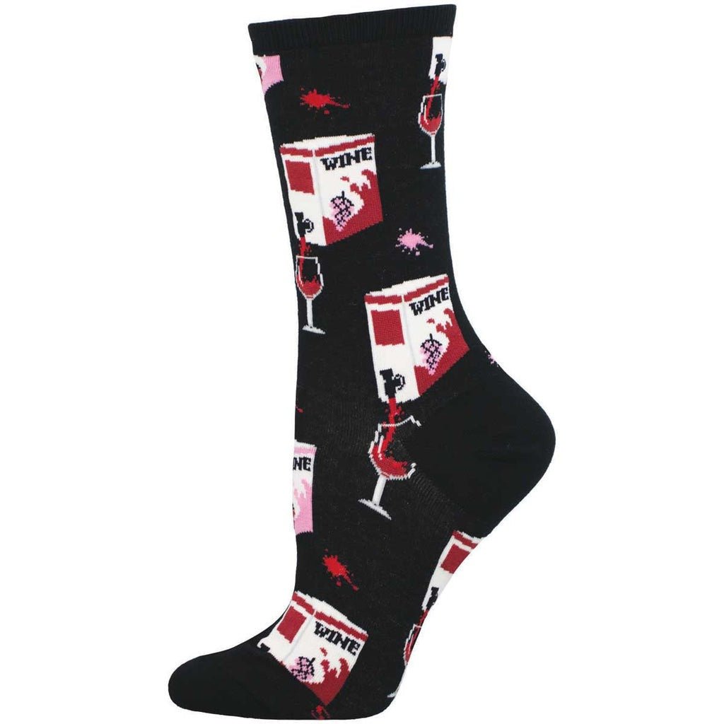 Fine Like Boxed Wine | Women | Black - Socks - Socksmith