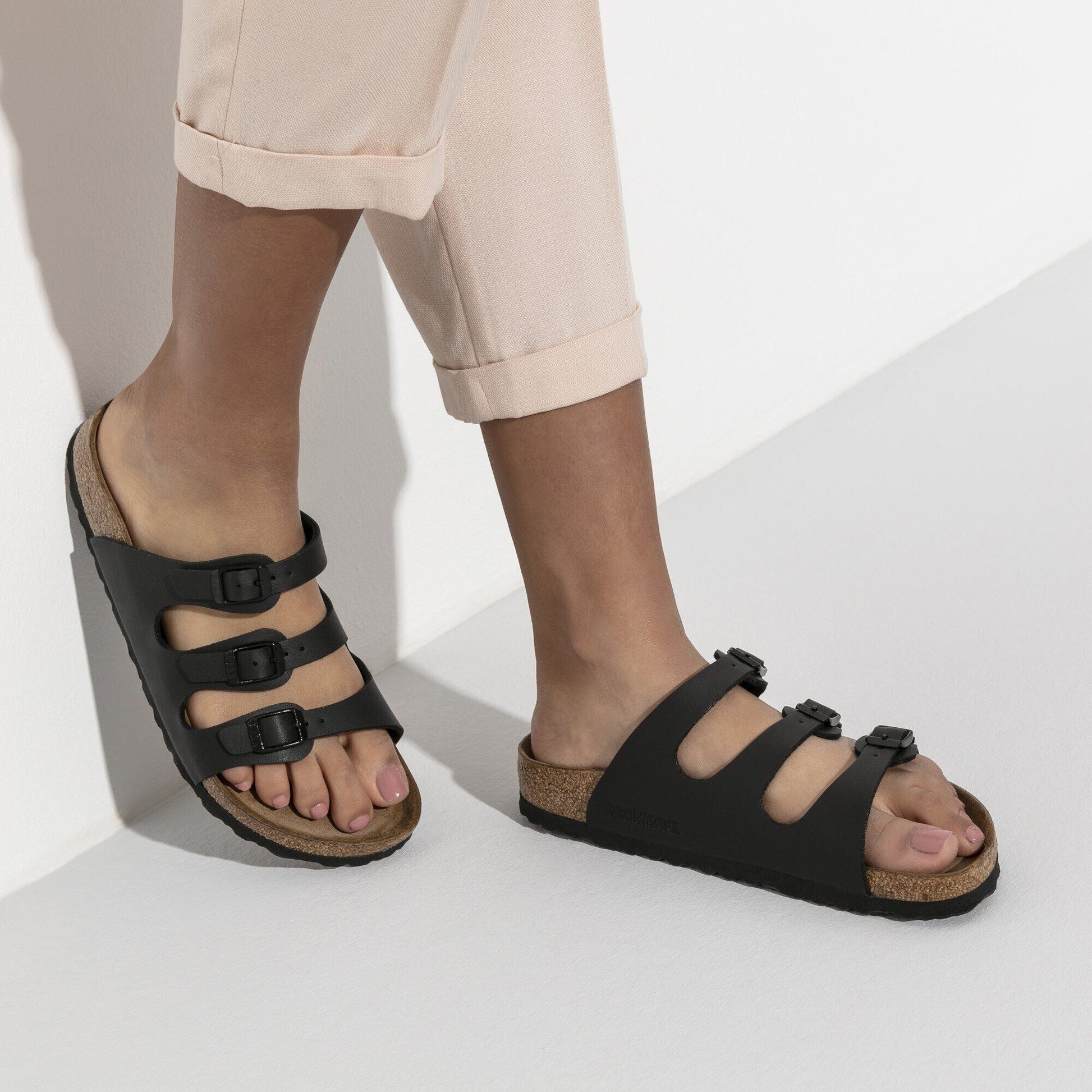 Florida | Soft Footbed | Birko - Flor | Black - sandals - Birkenstock