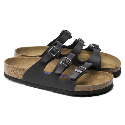 Florida | Soft Footbed | Oiled Leather | Black - sandals - Birkenstock