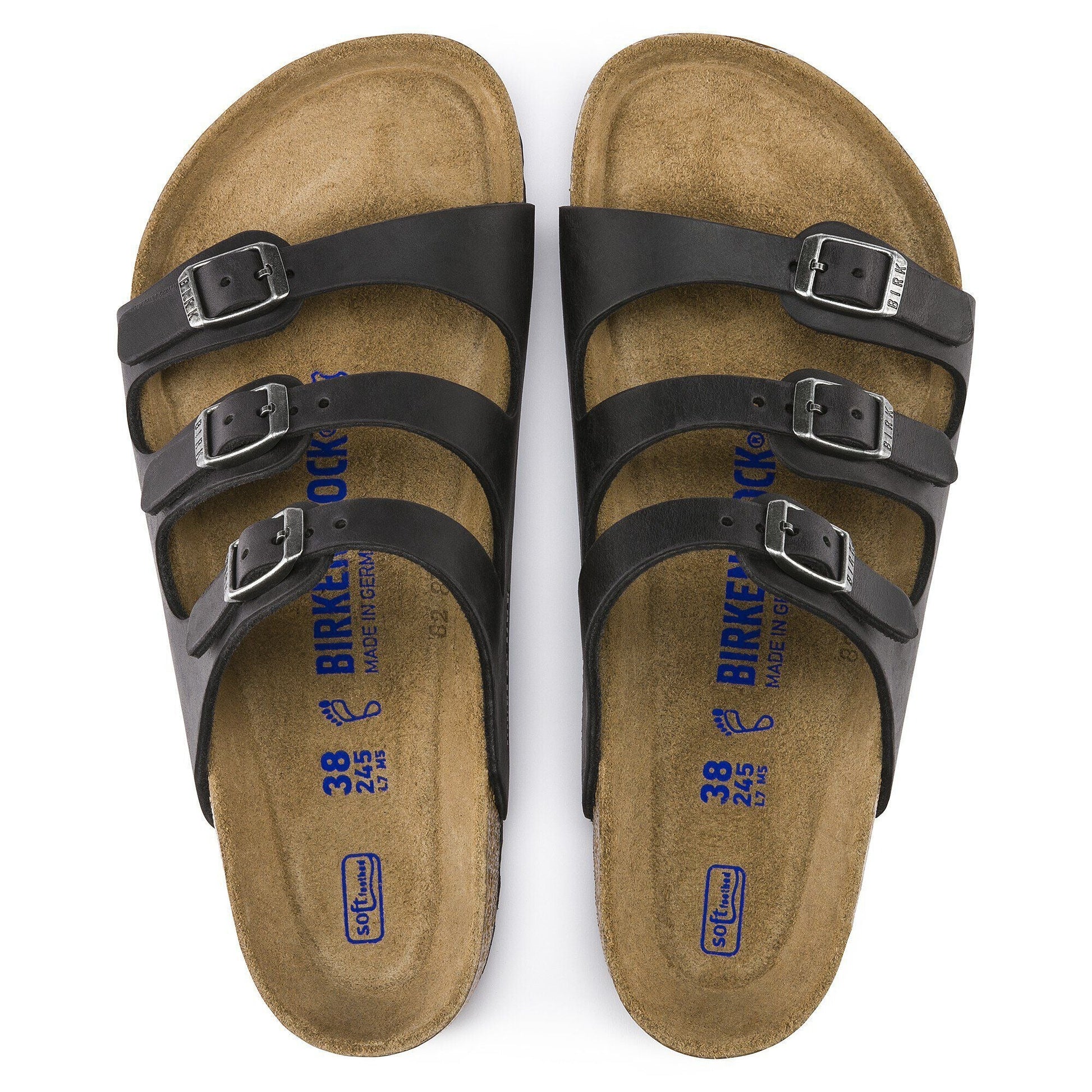 Florida | Soft Footbed | Oiled Leather | Black - sandals - Birkenstock