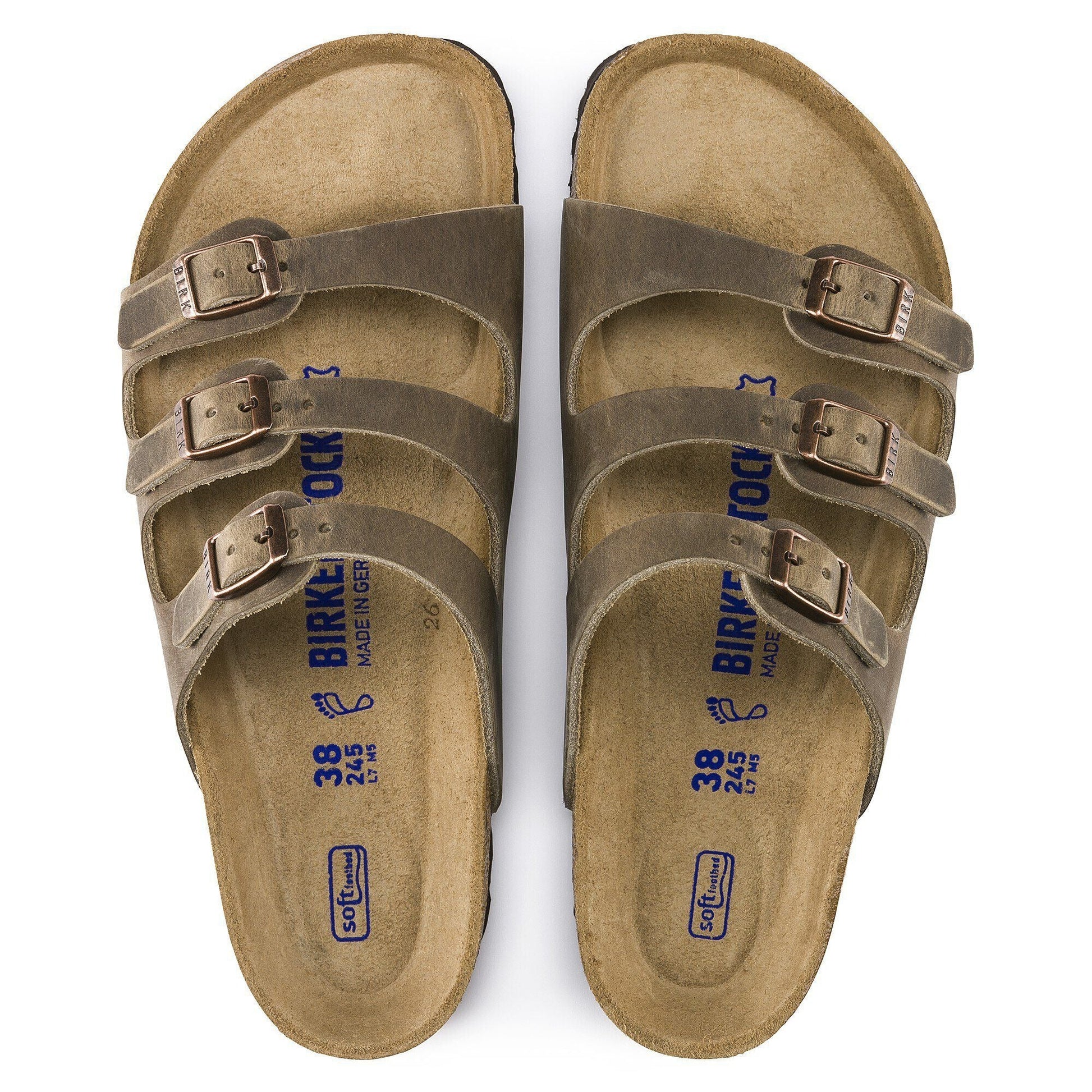 birkenstock florida tobacco Soft Bed Birkenstocks Women's Florida Soft Footbed Oiled Leather Tobacco 40 latex footbed creates custom support as it molds to your foot with wear Tobacco Brown Birkenstock Women's Florida