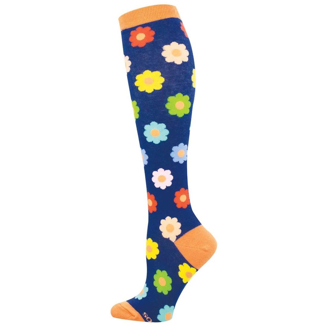 Flower Power Knee High | Women | Navy - socks - Socksmith