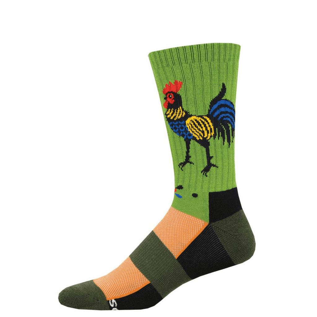 Folk Art Rooster | Wool | Men | Green - Socks - Socksmith