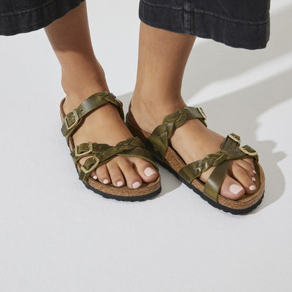 Franca Braided | Oiled Leather | Olive Green - sandals - Birkenstock