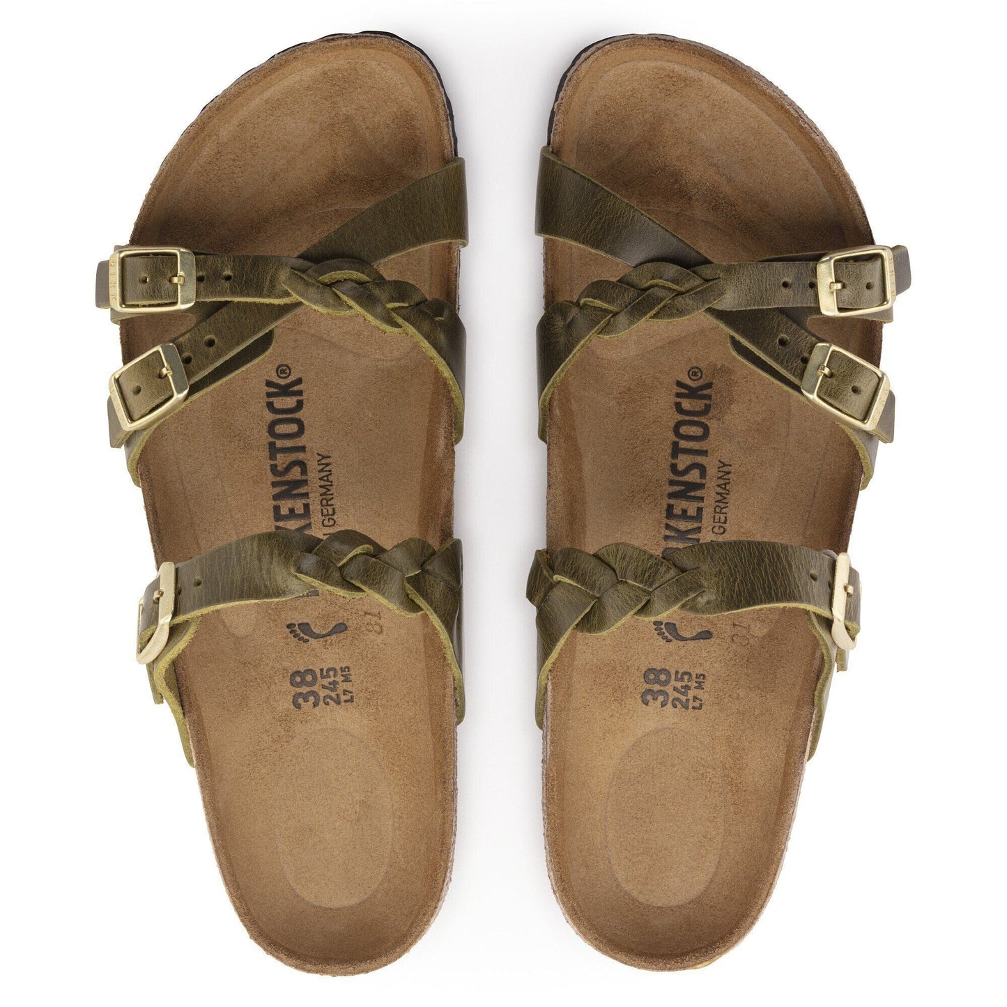 Franca Braided | Oiled Leather | Olive Green - sandals - Birkenstock