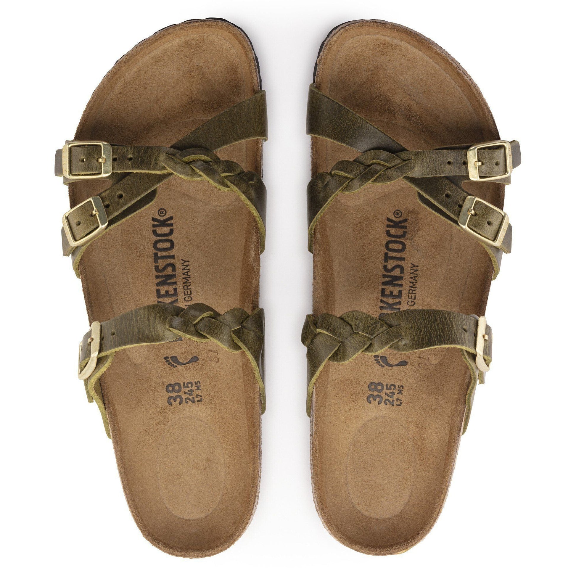 Franca Braided | Oiled Leather | Olive Green - sandals - Birkenstock