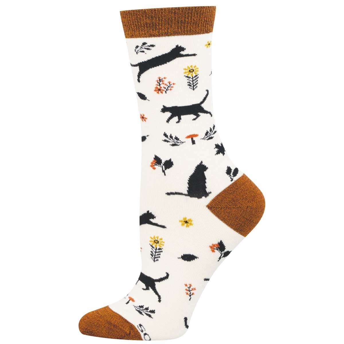Garden Cat | Bamboo | Women | Ivory - socks - Socksmith
