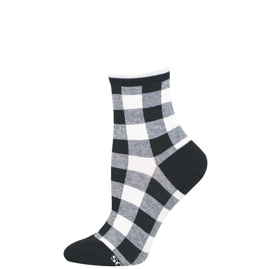 Gingham Plaid | Women | Black/White - socks - Socksmith