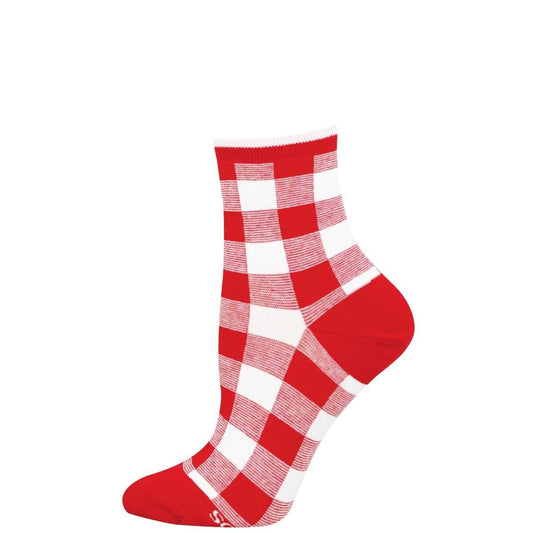 Gingham Plaid | Women | Red/White - socks - Socksmith