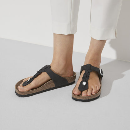 Gizeh Braided | Oiled Leather | Black - sandals - Birkenstock