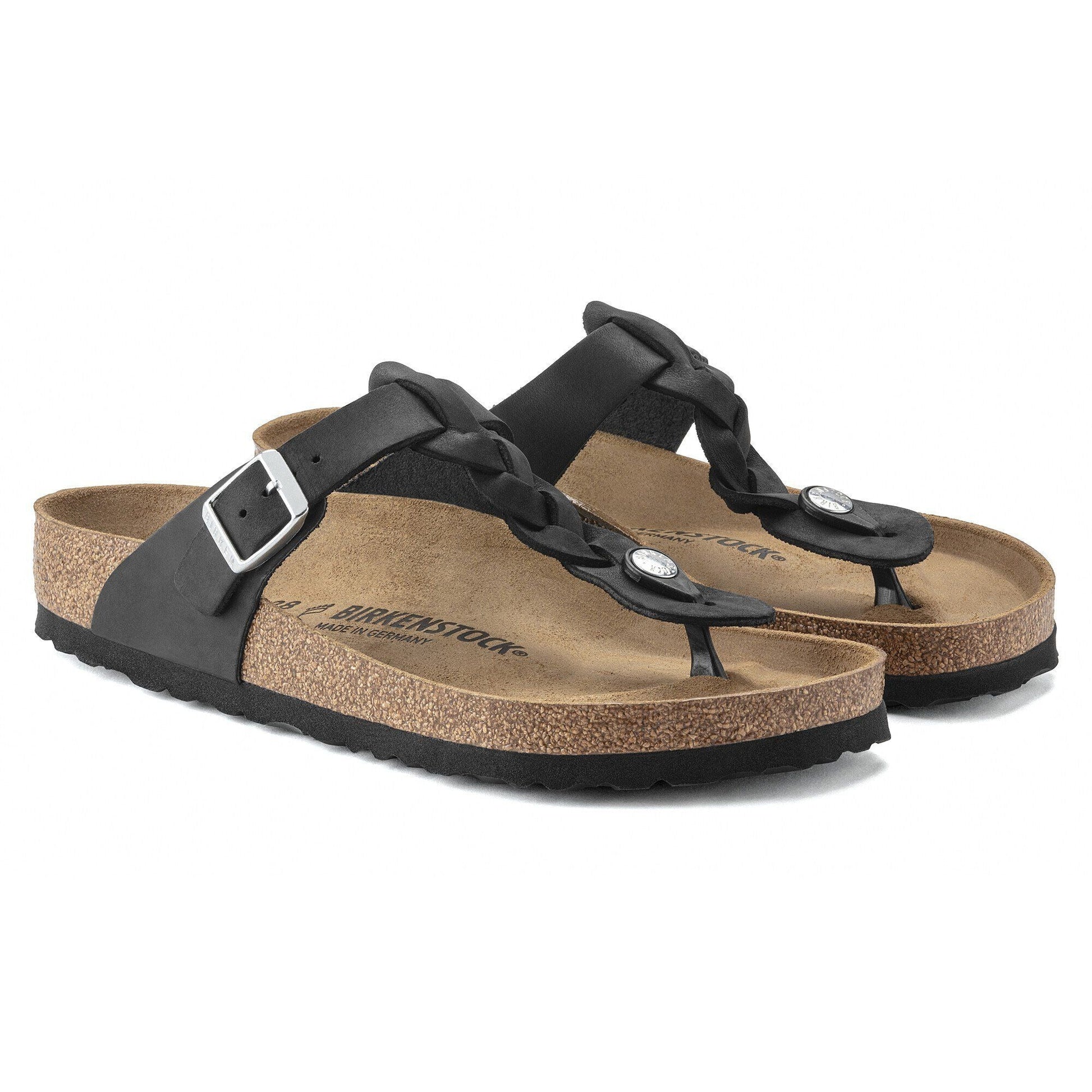 Gizeh Braided | Oiled Leather | Black - sandals - Birkenstock