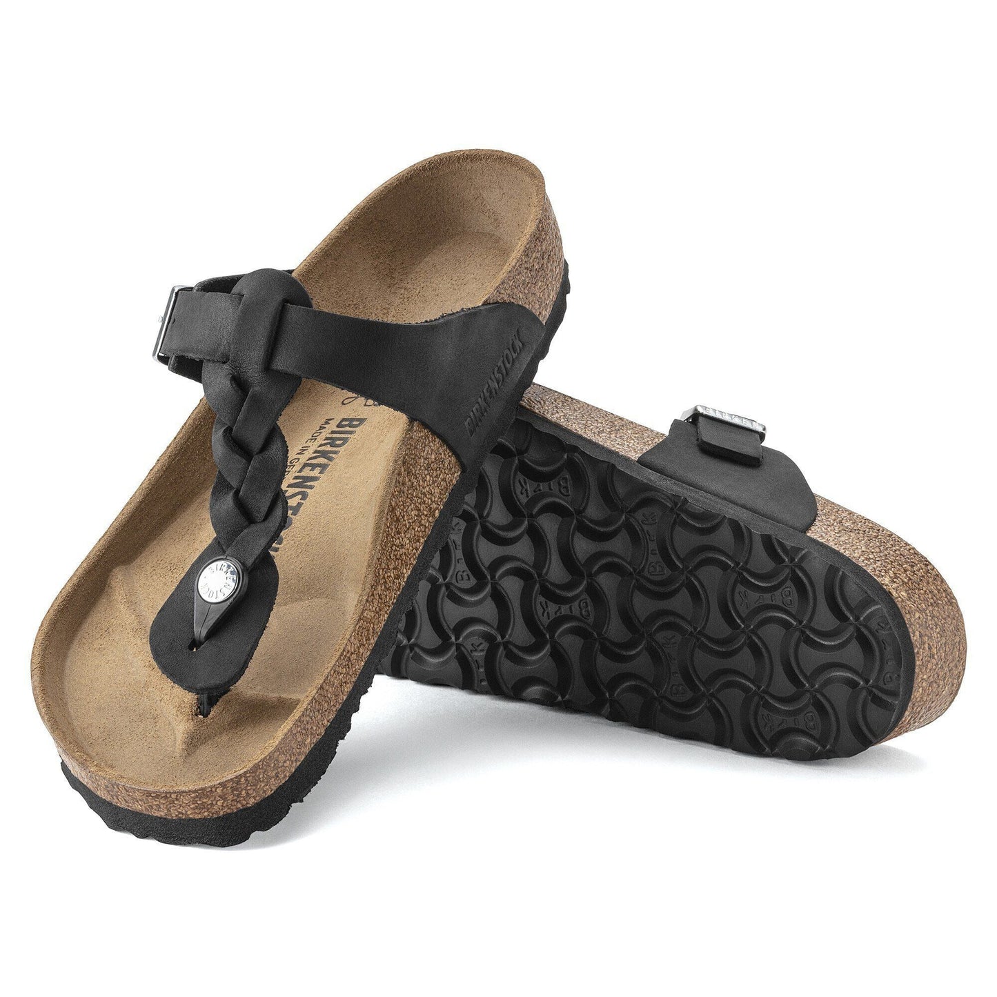 Gizeh Braided | Oiled Leather | Black - sandals - Birkenstock